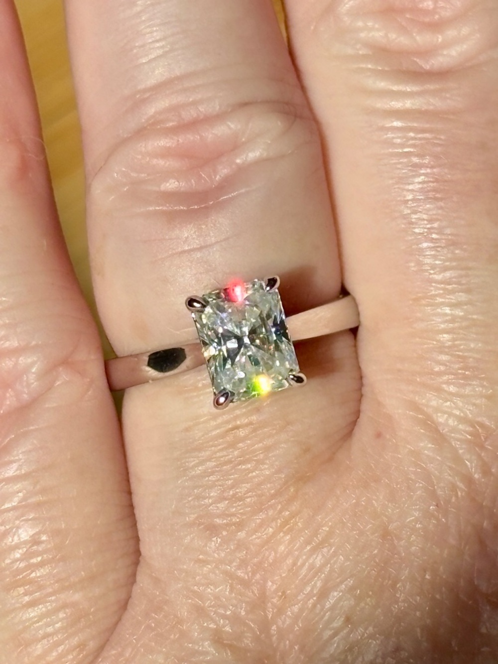 A certified 3ct radiant Moissanite solitaire in solid sterling silver and 18k! - Picture 3 of 16